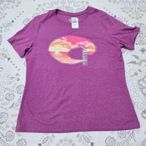 Costa Women's Large Purple With Horizon Sunset In Logo Graphic T-Shirt
